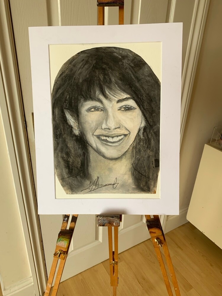 Pastel drawing of Kate Bush - Kates Kick inside