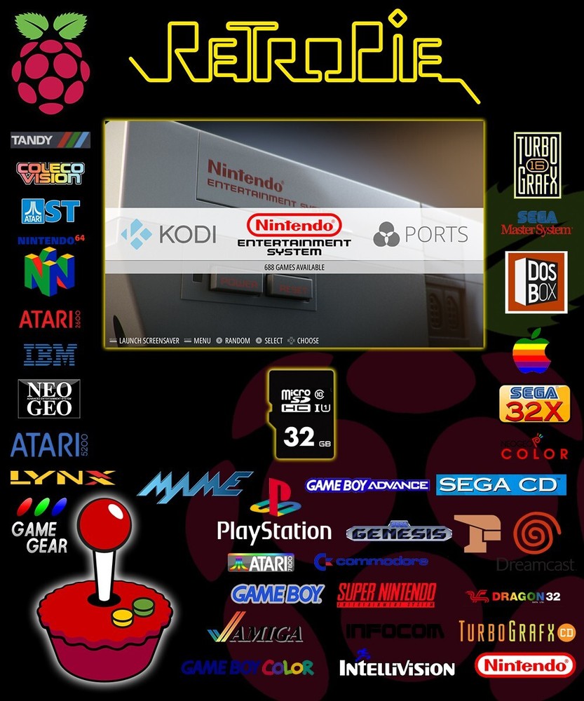 32GB RetroPie 4.7.1 EmulationStation for Raspberry Pi Class 10 Micro SD