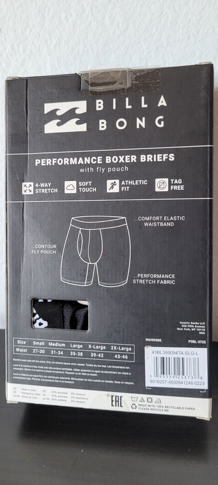 Billa Bong Men's 3-Pieces Performance Boxer Briefs. (101).