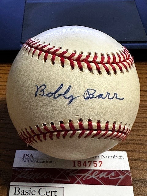 BOBBY BARR SIGNED AUTOGRAPHED ONL BASEBALL!  Dodgers!  JSA!