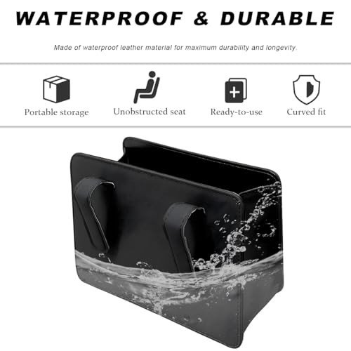 Car Trash Can, Leather Mini Dustbin Auto Storage Container with One Roll Black