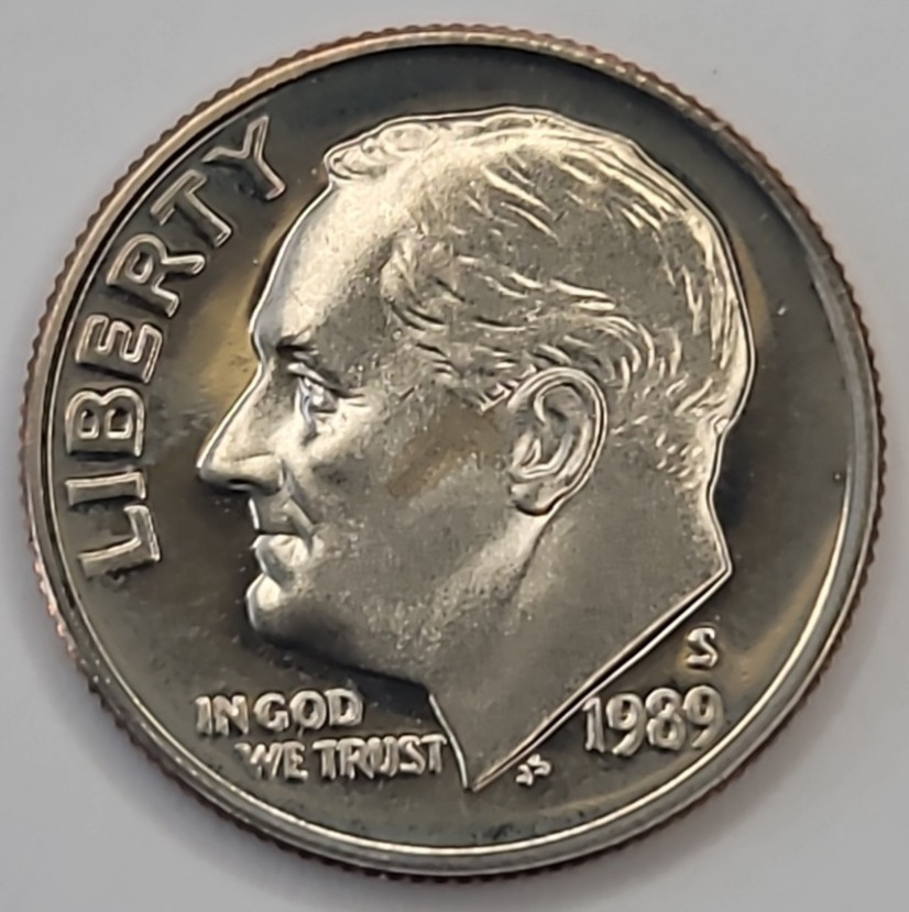 1989 S Gem Proof DCAM Roosevelt Dime - CN-Clad
