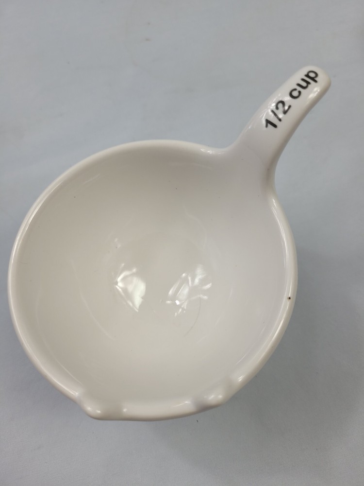White Kitty Cat Nesting Stackable Measuring Cups 1 Cup, 1/2, 1/3, 1/4 EUC. 32