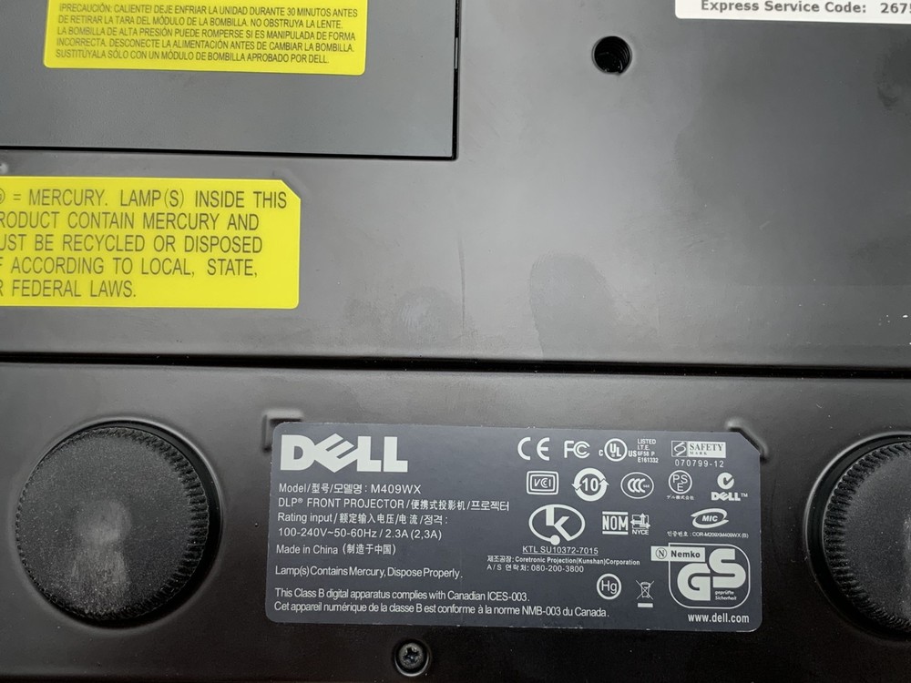 Dell DLP Front Projector Model: M409WX