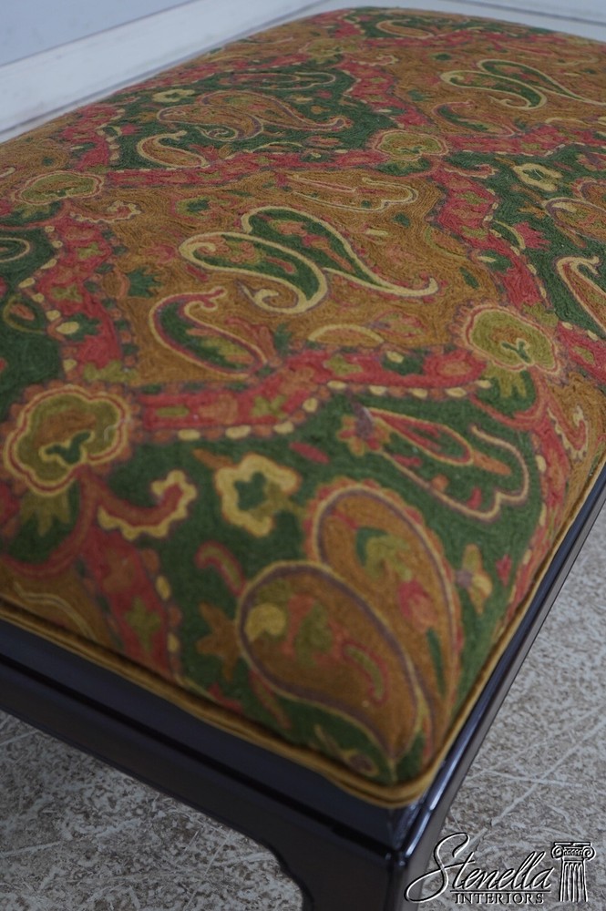 L68530: Crewlwork Upholstered Chippendale Ottoman Bench