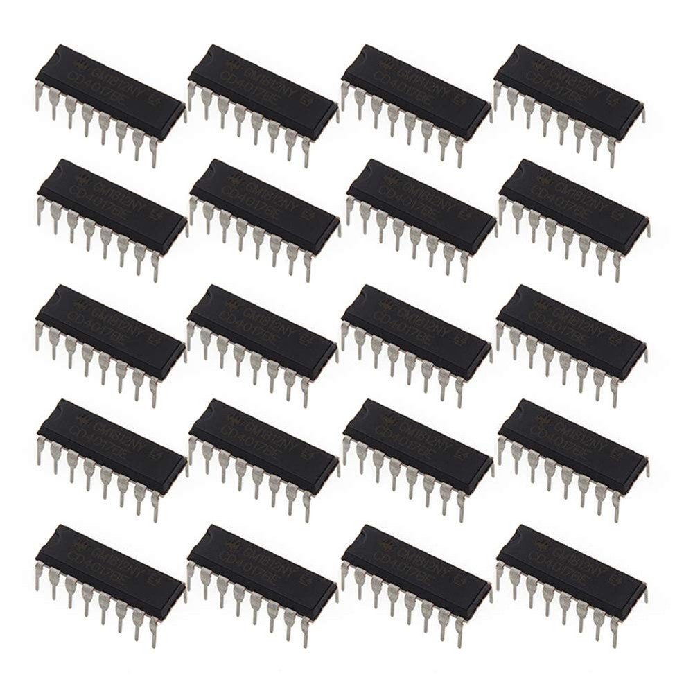 Bridgold 20pcs CD4017 Decimal Counter with Ten decoded outputs Pulse...