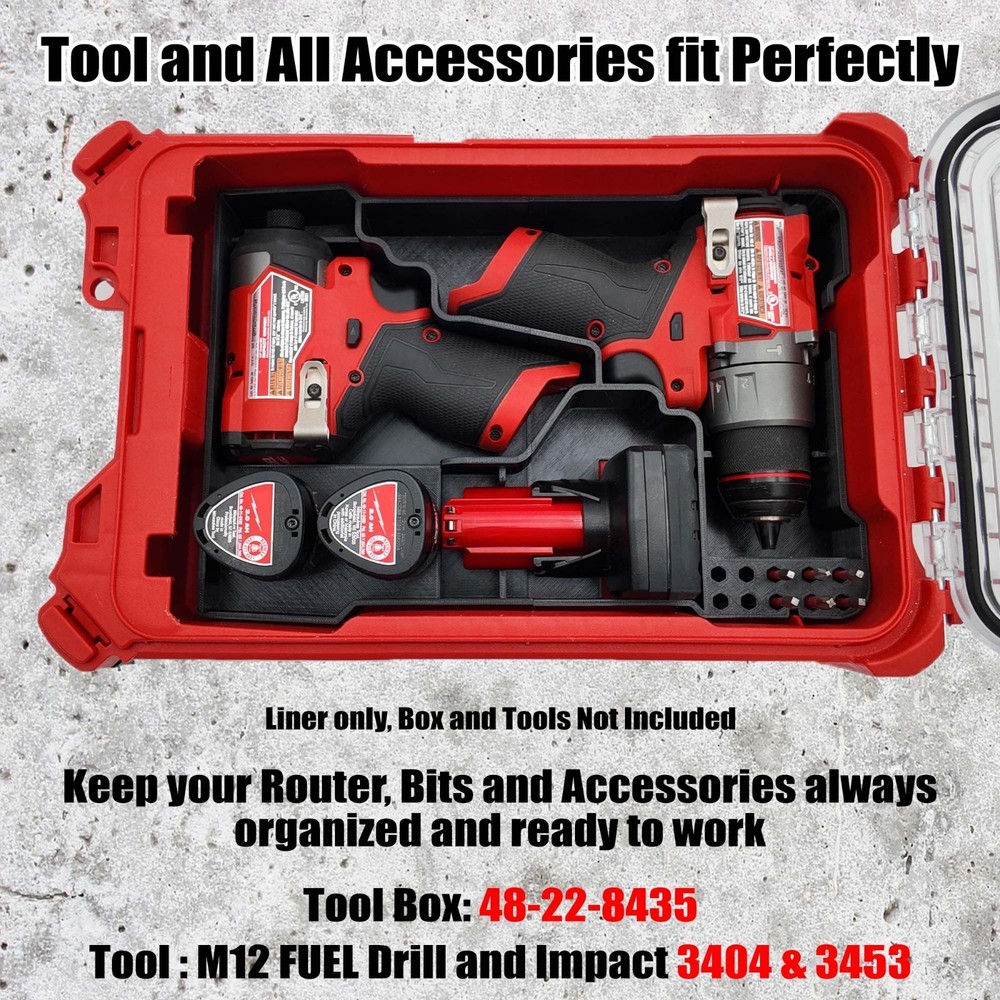 M12 Fuel Drill Driver Organizer For Milwaukee Compact Packout