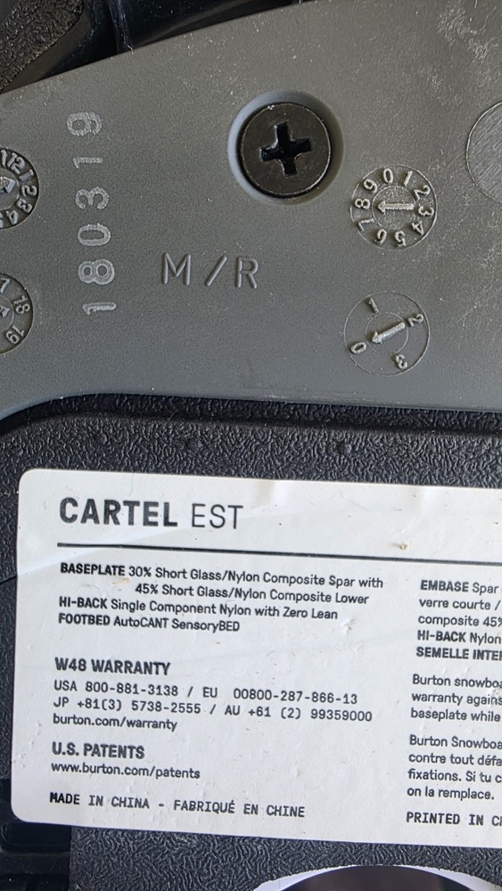 Burton Cartel Est Bindings Size Medium