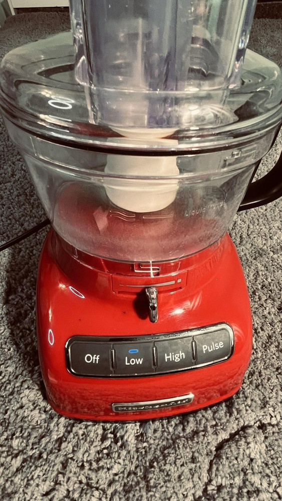 KitchenAid 4 Cup Food Processor Red Motor Base Bowl Lid Blade Pusher