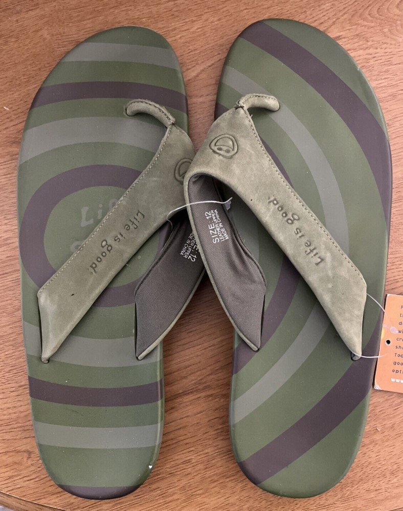 Life Is Good Olive Sandals Size 12