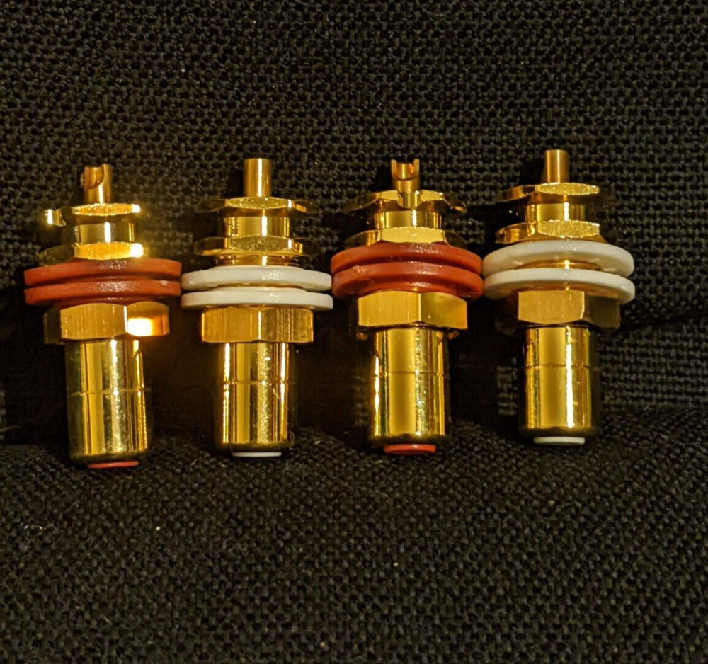 4pcs High End RCA Socket Jack Solid Brass Gold Plated Audio HIFI up to 5mm Panel