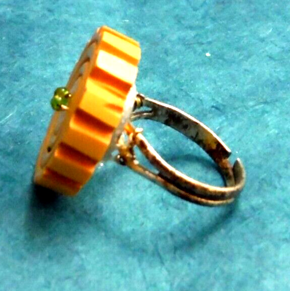 Vintage Bakelite cracker button upcycled art ring