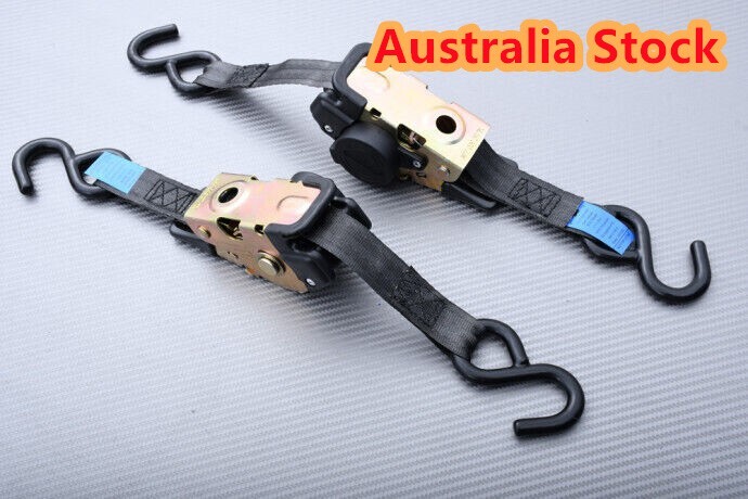 1PCS Quick Release Automatic Retractable Ratchet Tie Down Strap With S hooks