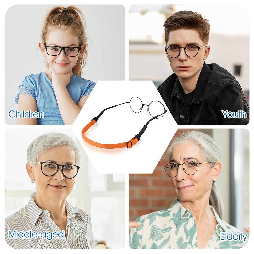 Adjustable Glasses Straps, 4 PCS Universal Eyewear Retainer Lanyards No Tail ...