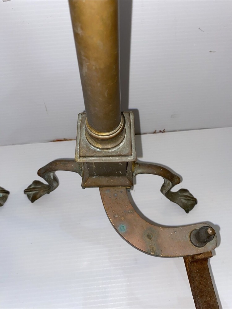 Federal Style Andirons For Fireplace Solid Brass & Cast Iron 25” H