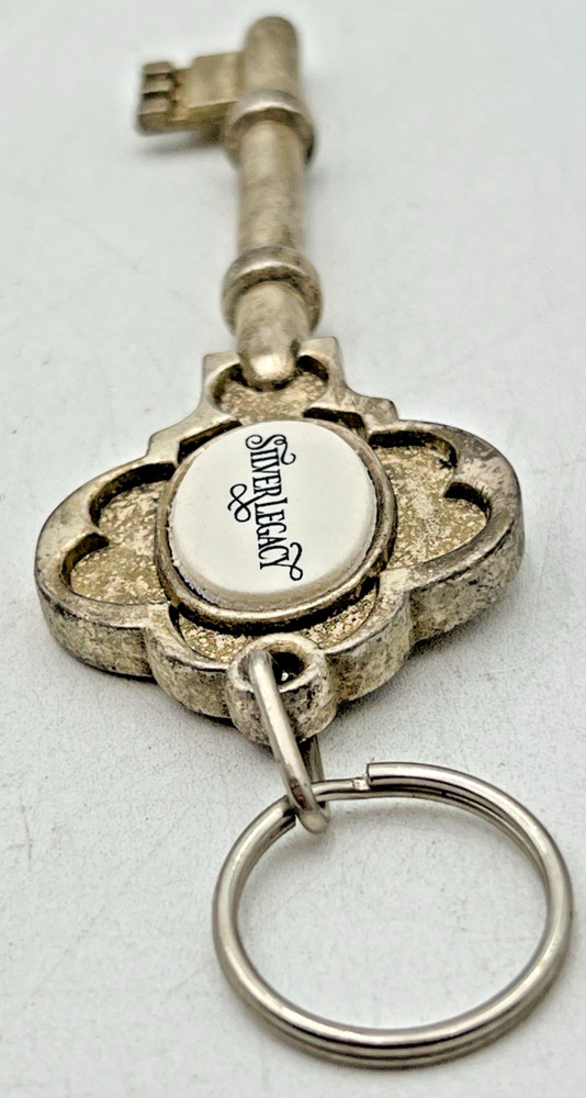 SILVER LEGACY SKELETON KEY SILVER TONE 4.5" LONG KEYCHAIN