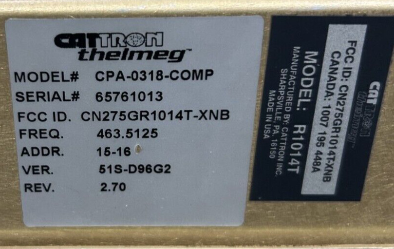 CATTRON THEIMEG CPA-0318-COMP RECEIVER DECODERS