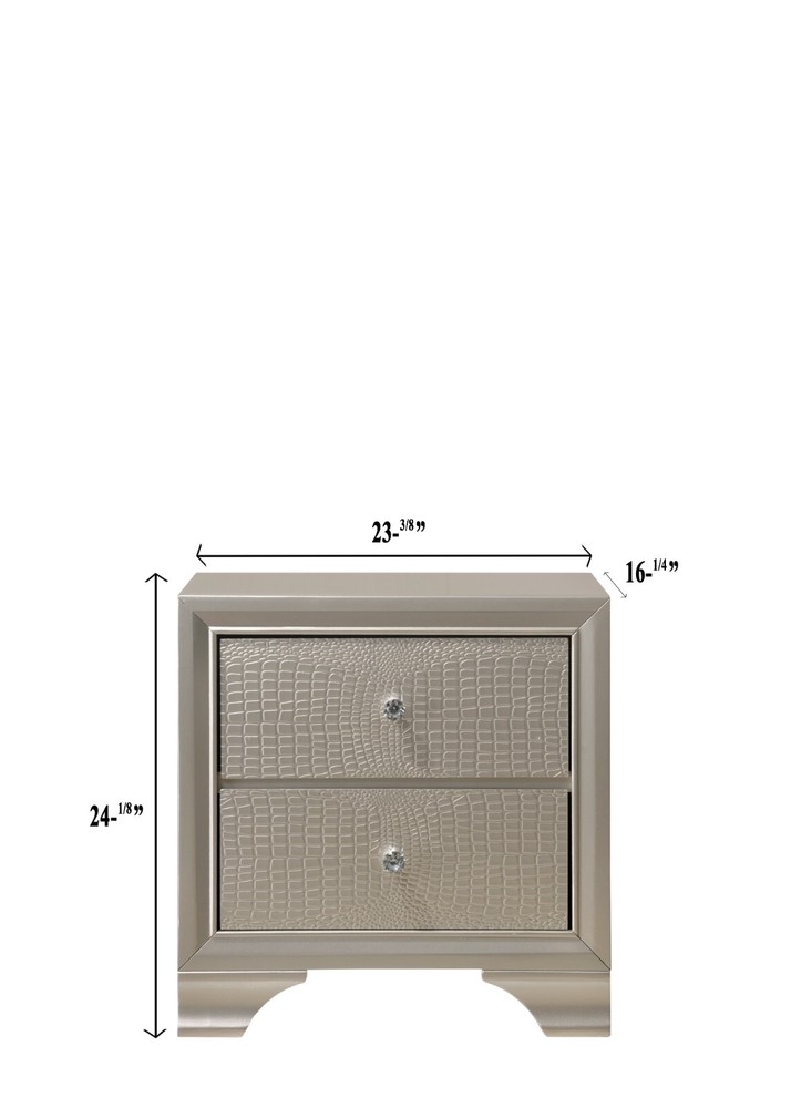 Modern 3pc Queen Size Upholstered LED Backlit HB Panel Bed Chest Nightstand Set