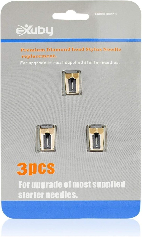 3 Pack eXuby Record Player Needle Replacement Diamond Tip for Turntables