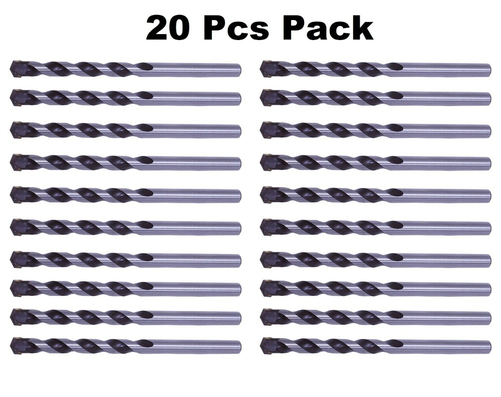 20Pcs Masonry Drill Bits 1/4" Carbide tipped Black/White Stone Bricks Concrete