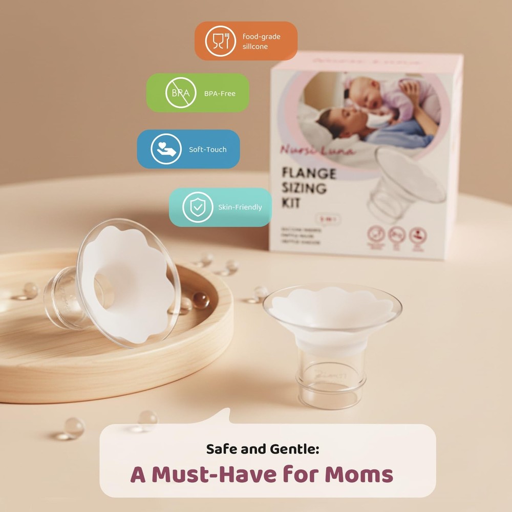 Flange Sizing Kit 10PCS Inserts 13-21mm, Silicone Breast Pump Accessories