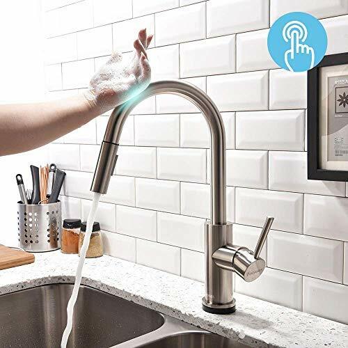 Automatic Touch Sensor Kitchen Faucet Sink Pull Out Sprayer Brushed Nickel Tap