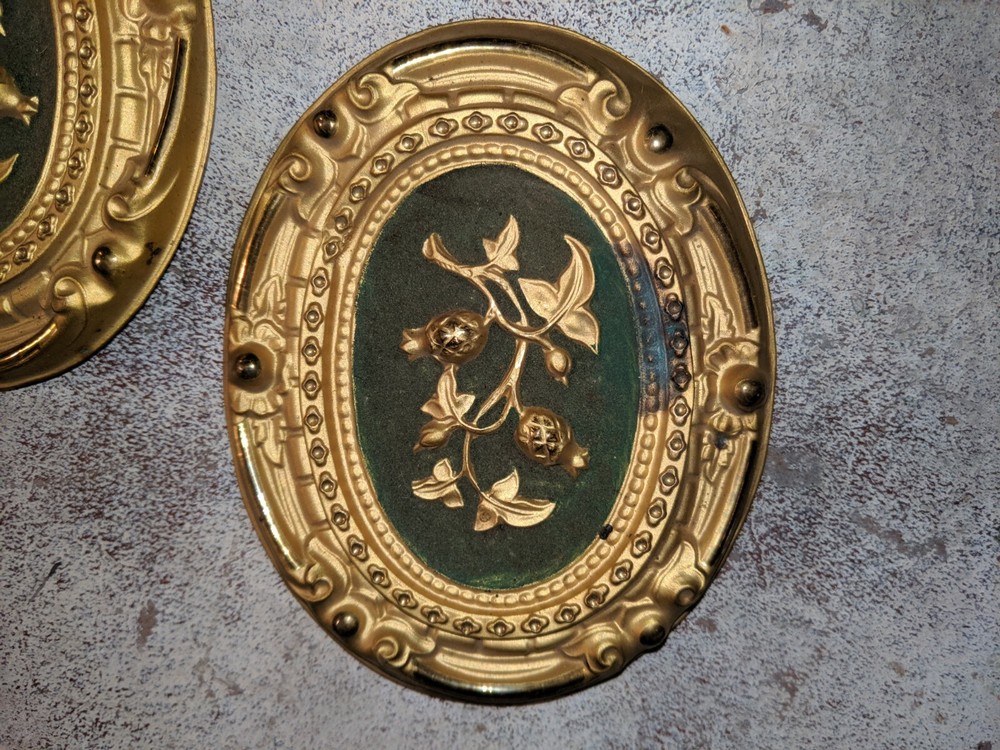 Gorgeous Antique Brass Architectural Element Repousse Drapery Holdbacks