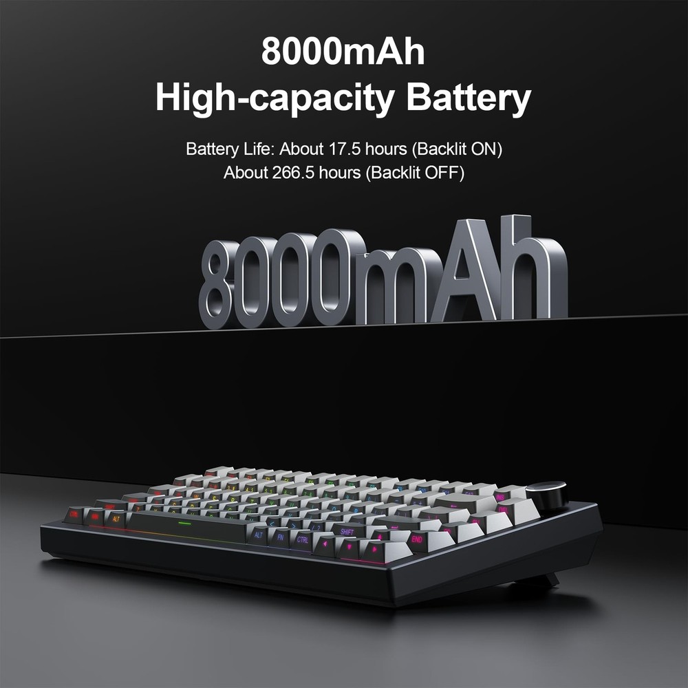 Gurjot Wireless Mechanical Keyboard, 75% Hot Swappable Custom Keyboard, Side ...