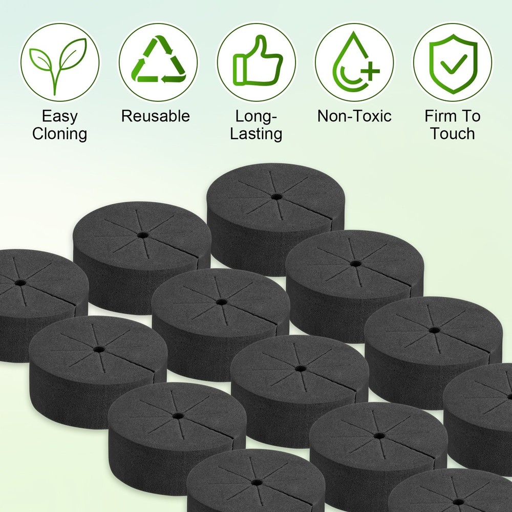 20-Pack Cloning Collars Inserts, Hydroponics Sponge Cloning [Black, Orange]
