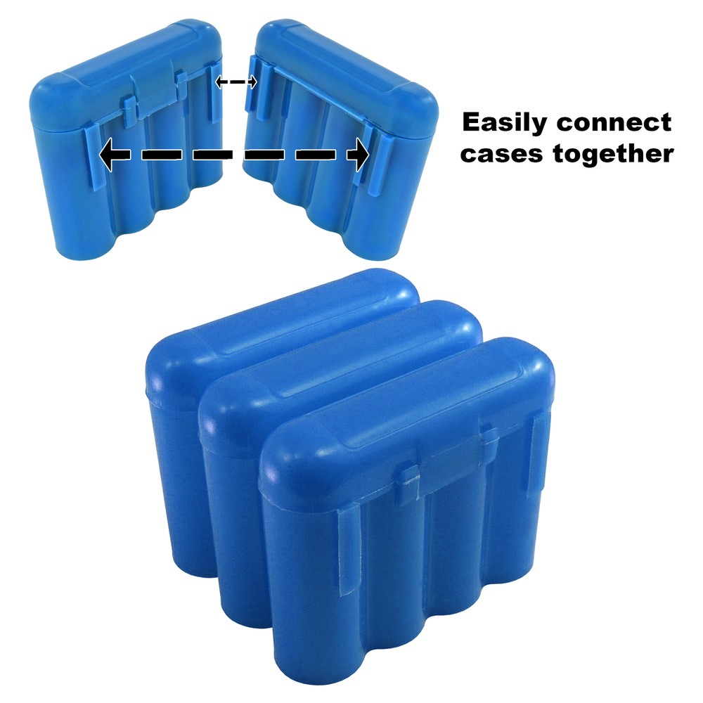 BLUE AA AAA BATTERY BATTERY PLASTIC STORAGE CASE HOLDER BOX USA SHIP