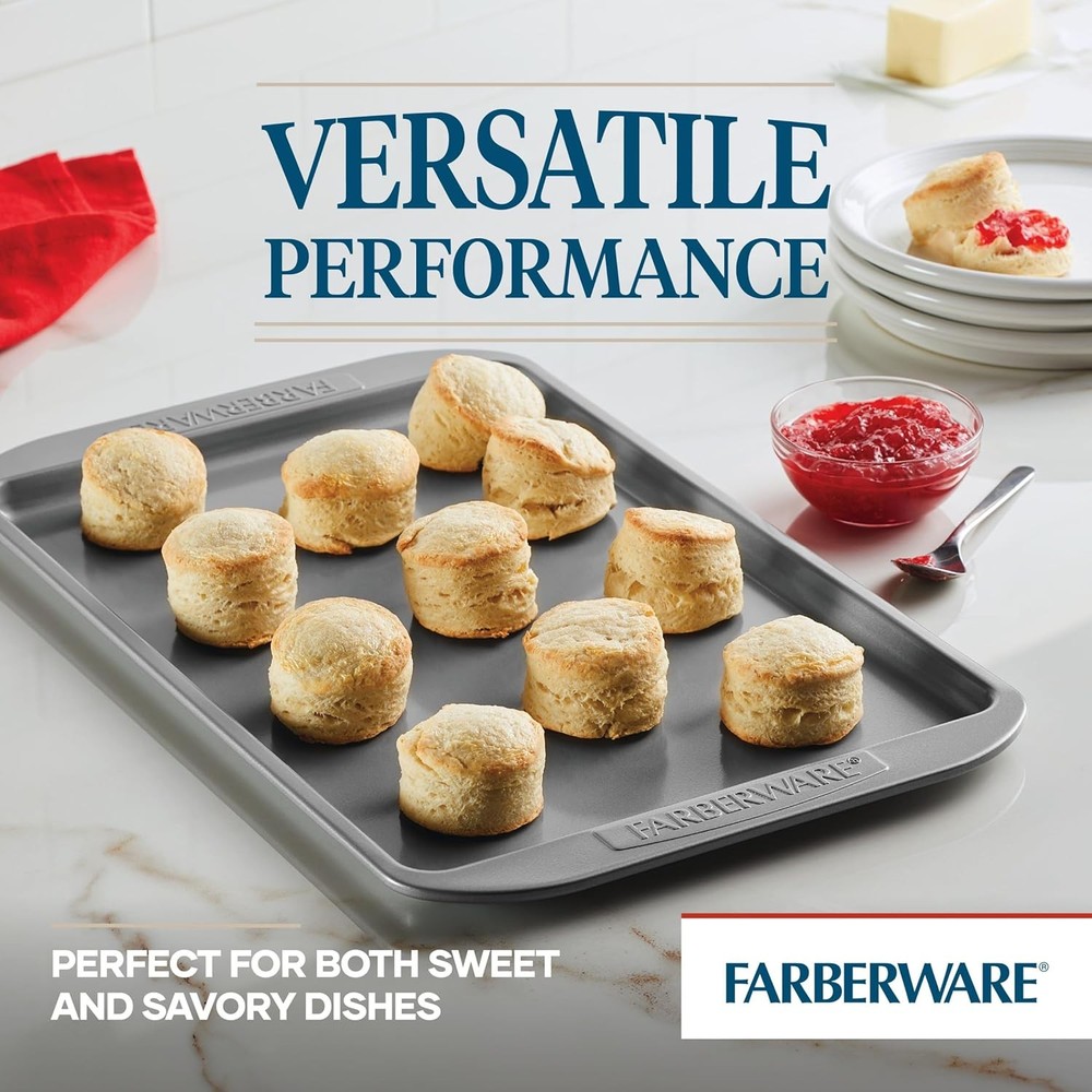 Nonstick Bakeware 3-Piece Cookie Pan Set Gray