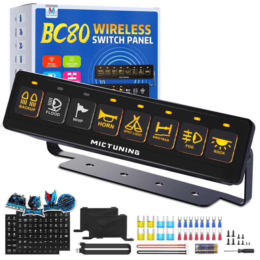 8 Gang Wireless Switch Panel Offroad LED Light Bar Circuit Control Relay System