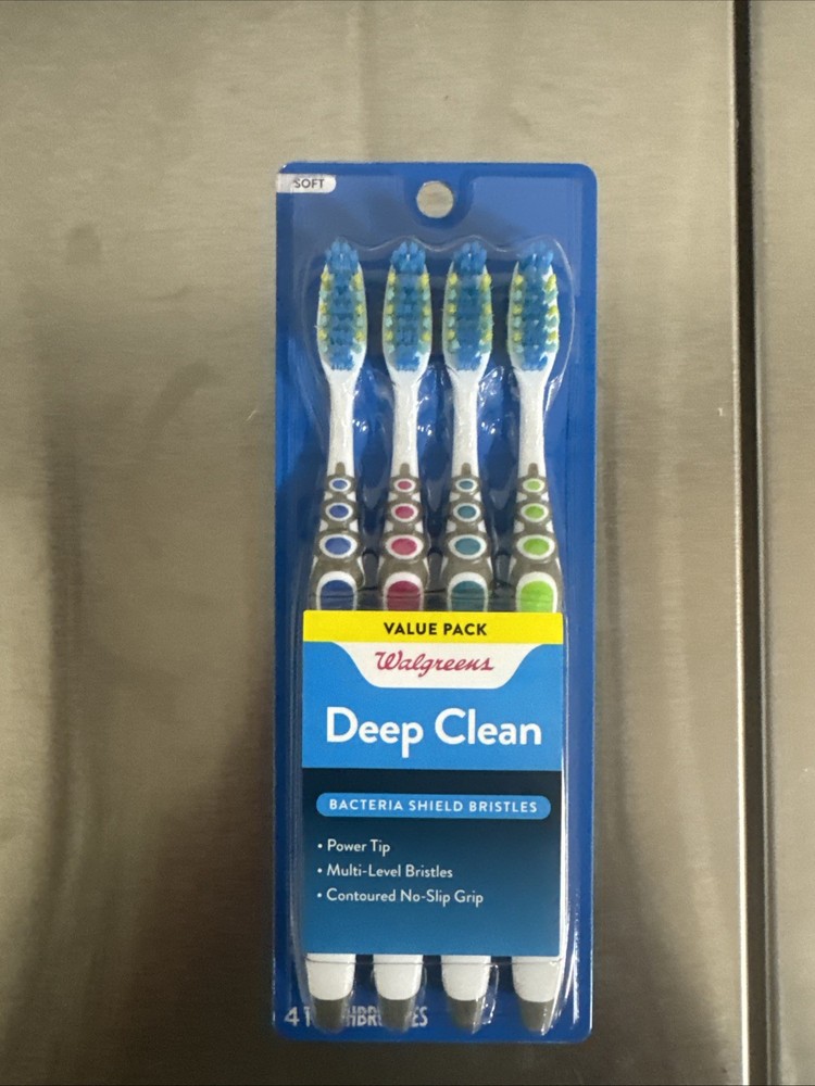 4 Packs Walgreens Deep Clean Toothbrushes Value Pack 16 Toothbrushes Soft Heads