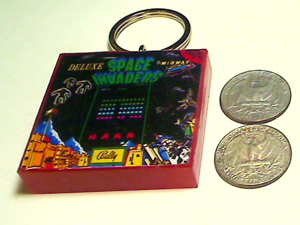 Space Invaders Deluxe Arcade Coin Door accessory Keychain