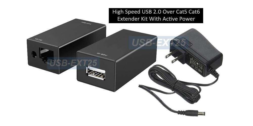 Premium USB 2.0 Range Extender Active Powered Max 200FT Over RJ45 Cat5 Cat6 Cabl
