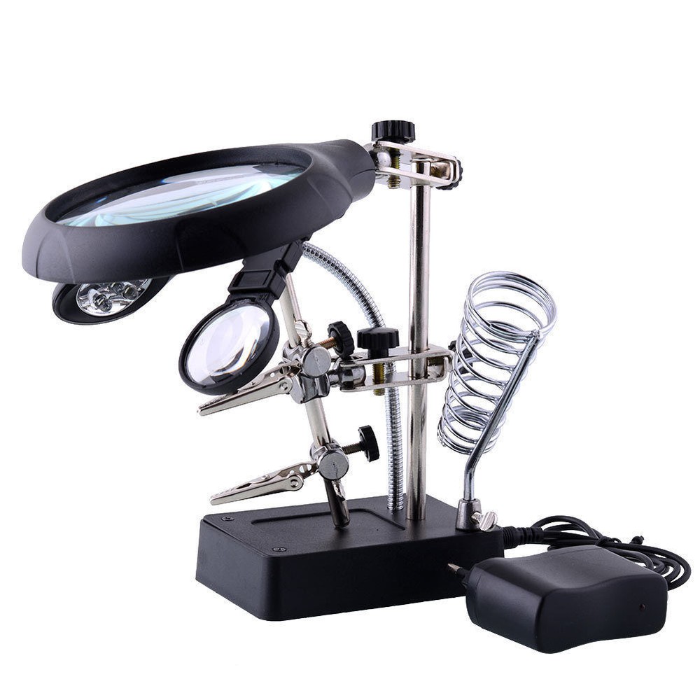 AC/DC Interchangeable Light Magnifier Magnifying Loupe MG16129-C Stand