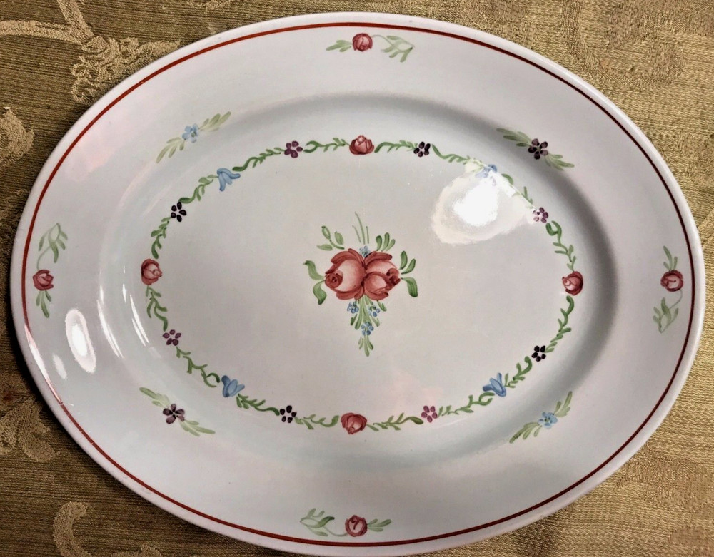 Vintage Crown Devon Fielding's Hand Painted Lowestoft Style Bowl & Platter Set