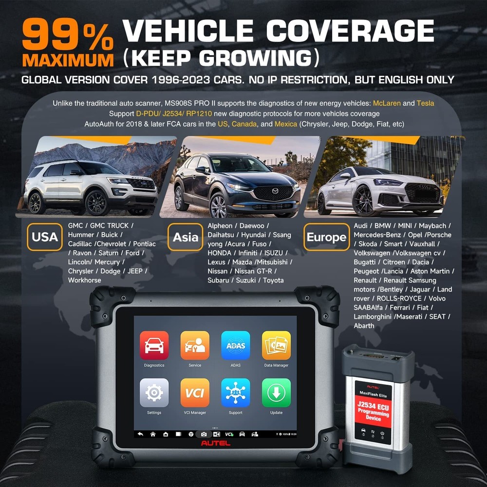 Autel MaxiSys PRO MS908S PRO II Elite Programming Diagnostic Tool OBDII Scanner