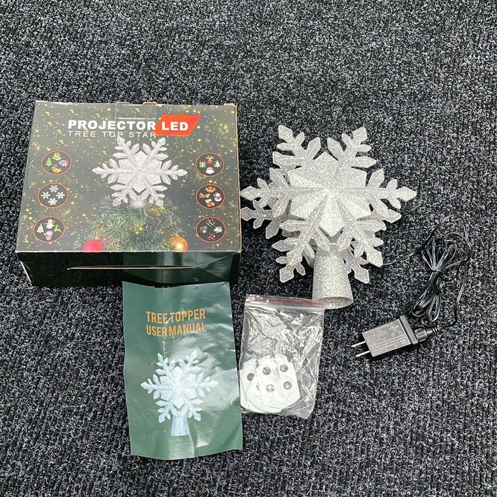 Silver Glitter Snowflake 6 model Tree Topper project lights