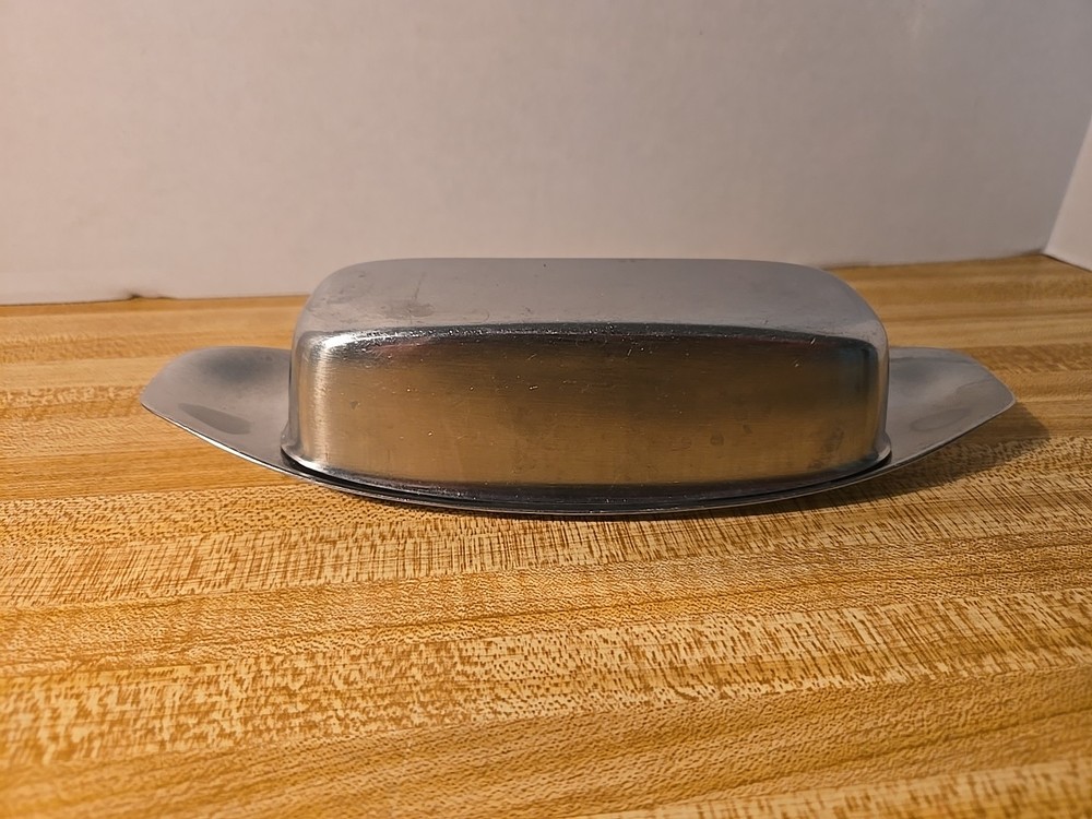 Vintage Aluminum Butter Dish Covered Lid EUC Kitchen Decor