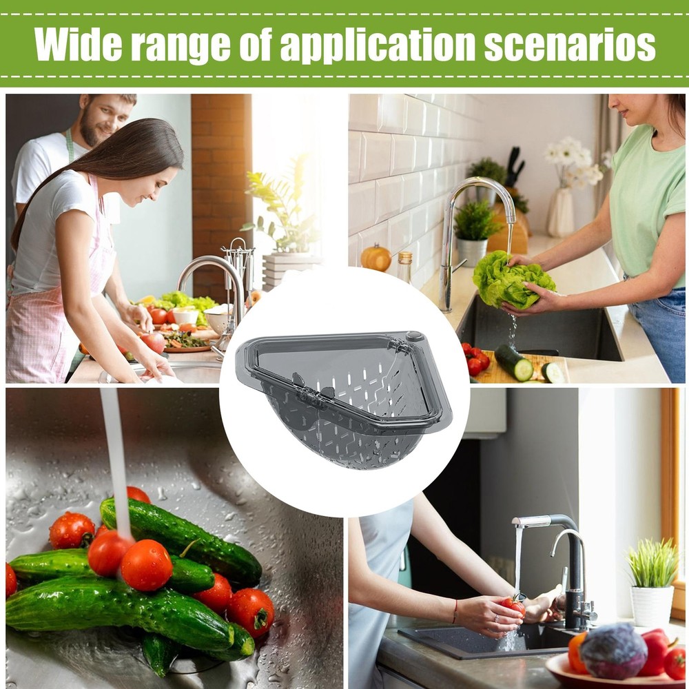 Corner Sink Strainer Magnetic Suction Storage Rack Triangle Drying Kitchen
