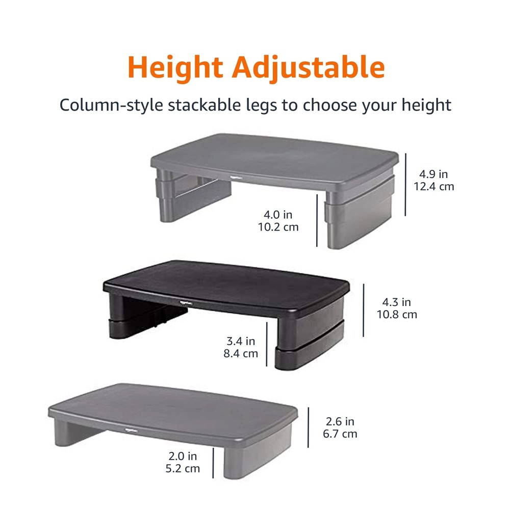 Basics Adjustable Computer Monitor Riser Desk Stand