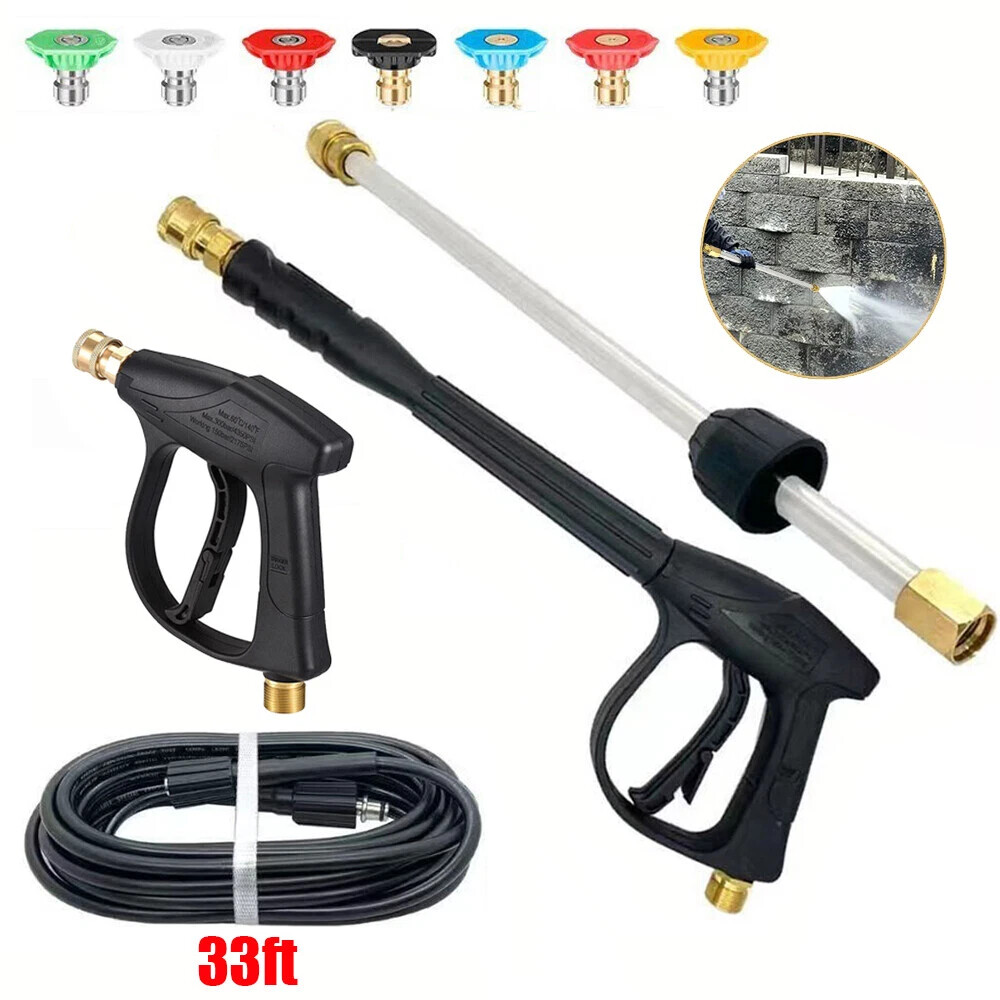 4000PSI High Pressure Power Washer Spray Gun Wand Lance 7* Nozzle Tips Hose M22