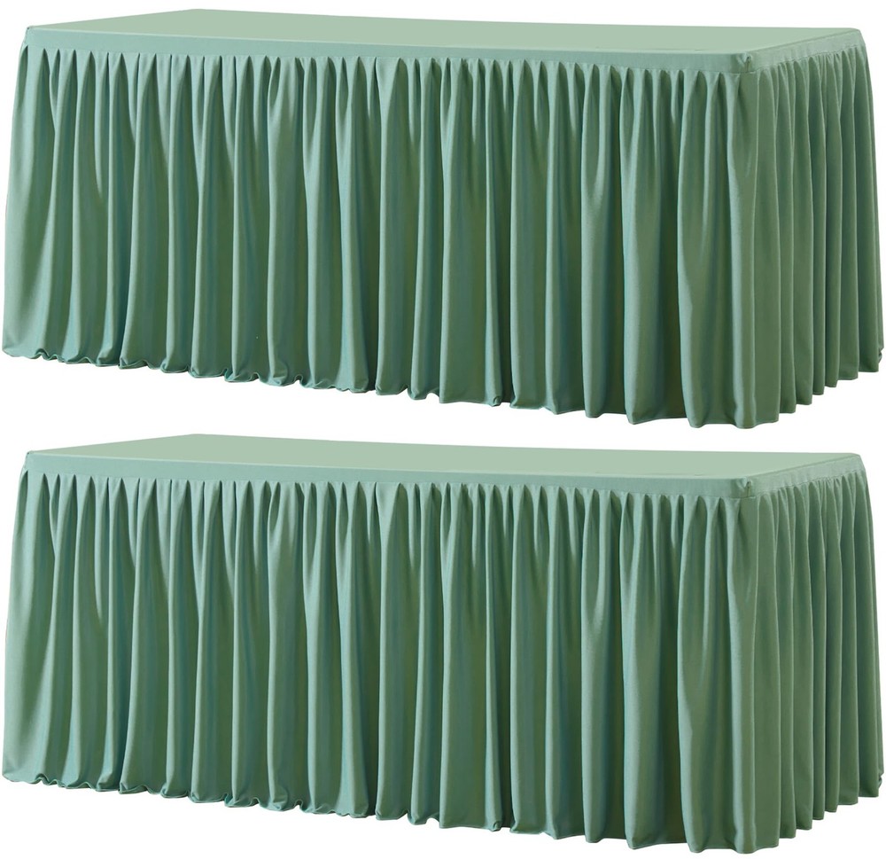 2 Pack Sage Green Rectangle Table Clothes for 6 Foot Tables, Polyester Fitted...