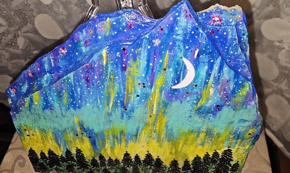 Northern Lights Handpainted Slate