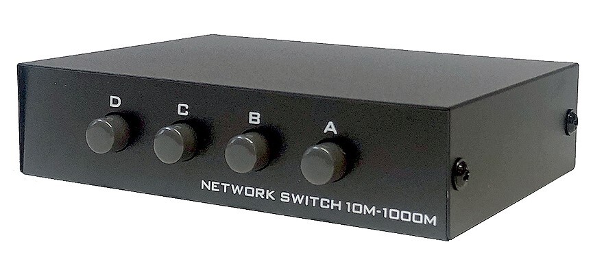 4-Way RJ45 1000 Mbps Ethernet Network Selector With A/B Push Button Switching