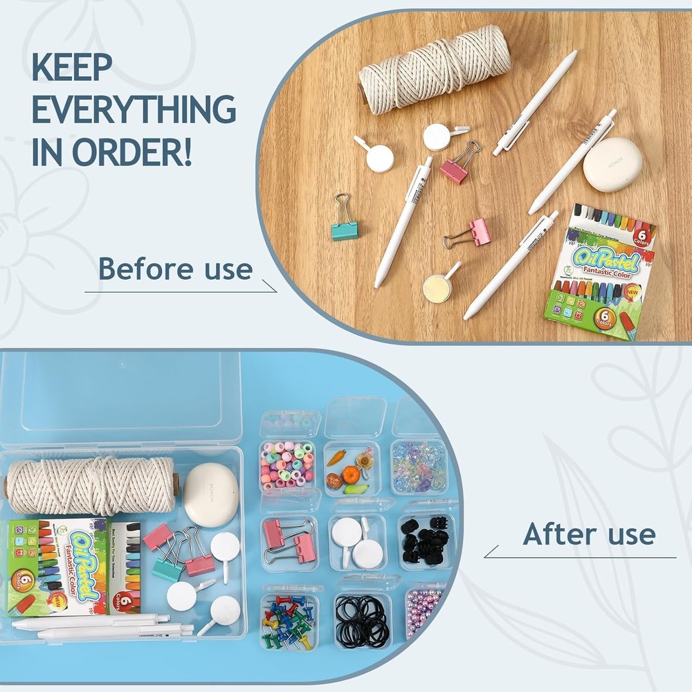 Bead Organizer Box, 30pcs Small Clear Plastic Storage Containers, Craft Storage
