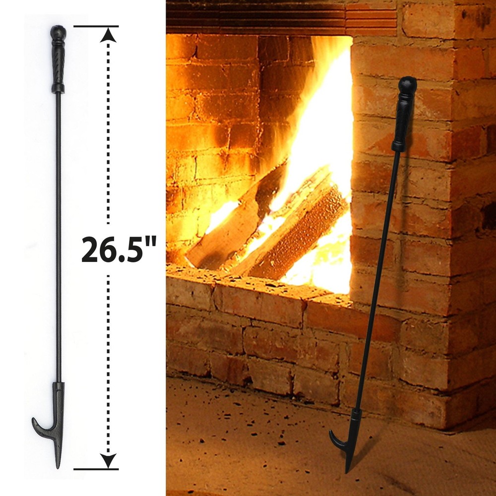 Campfire Fireplace Fire Poker Tool Extra Long 26.5", Black