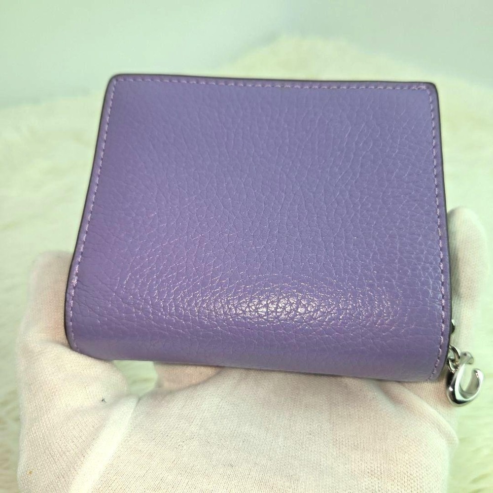 COACH Snap Wallet Folded Wallet Leather Purple