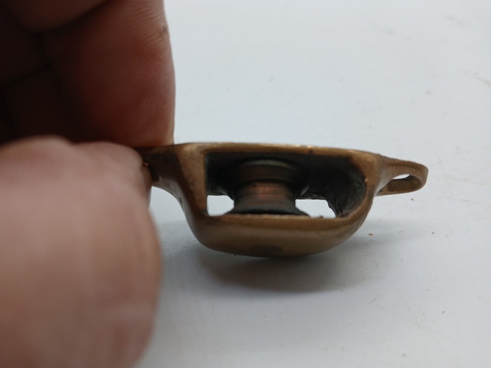 Antique Miniature Brass Side Mount Pulley A1